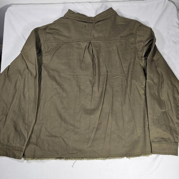Suzanne Betro Denim Distressed Military Olive Green Jacket $114.00 Msrp -Size XL - Picture 10 of 10